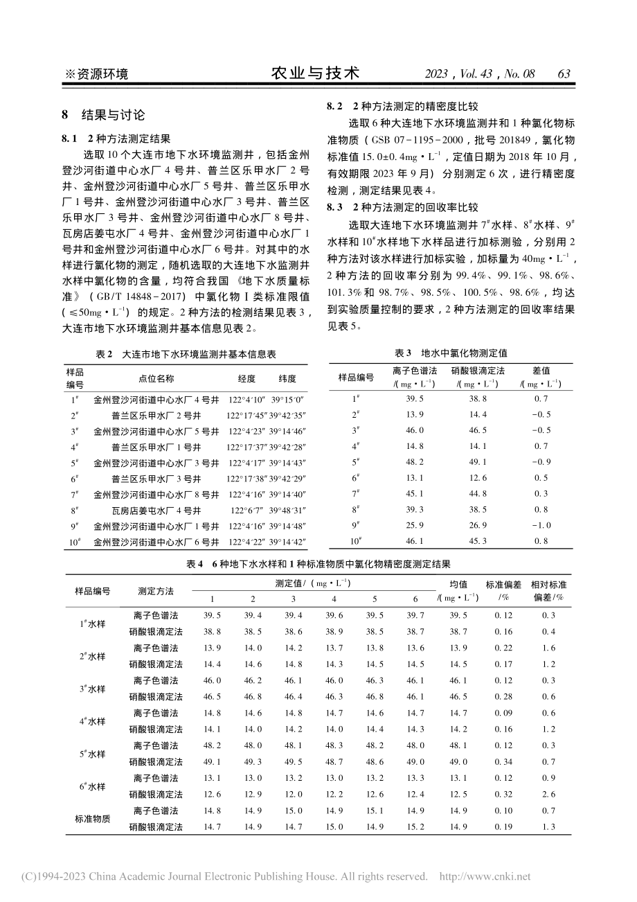 离子色谱法和滴定法测定地下水中氯化物含量比较研究_孙佳妮.pdf_第3页