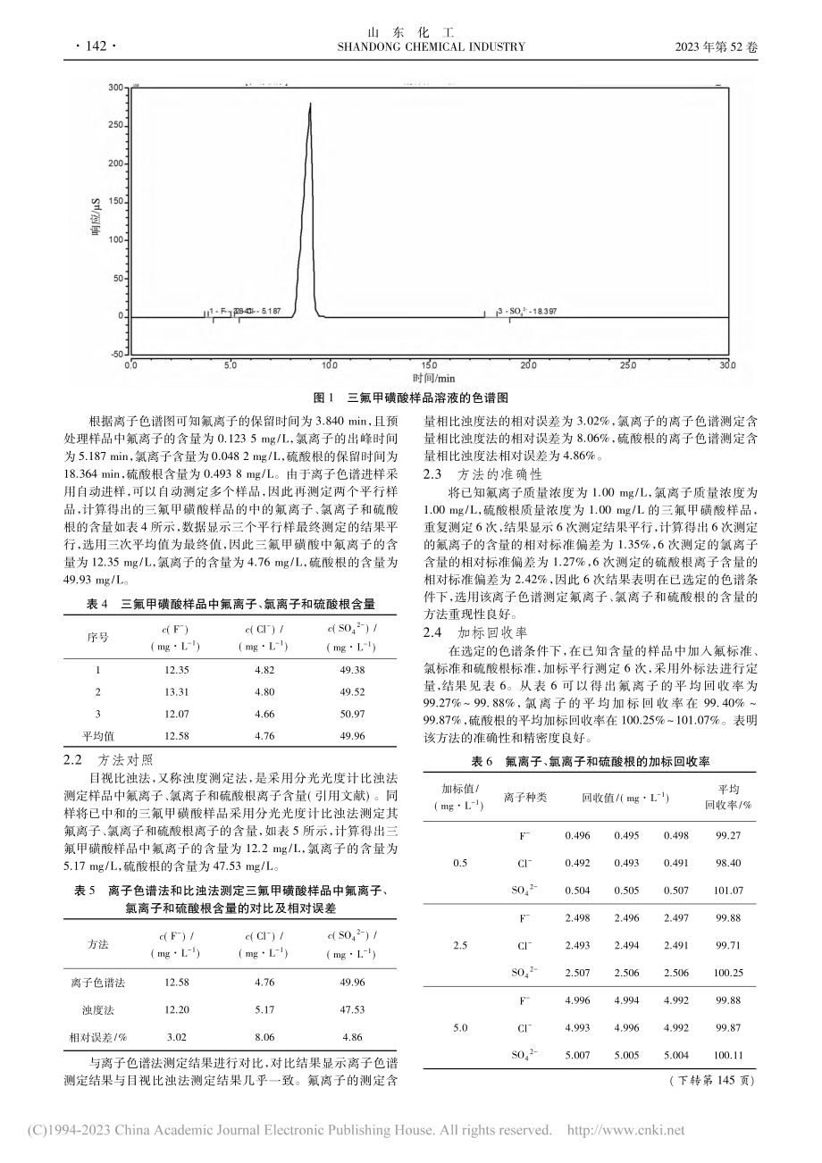 离子色谱法测定三氟甲磺酸中...、氯离子和硫酸根离子的含量_张露露.pdf_第3页