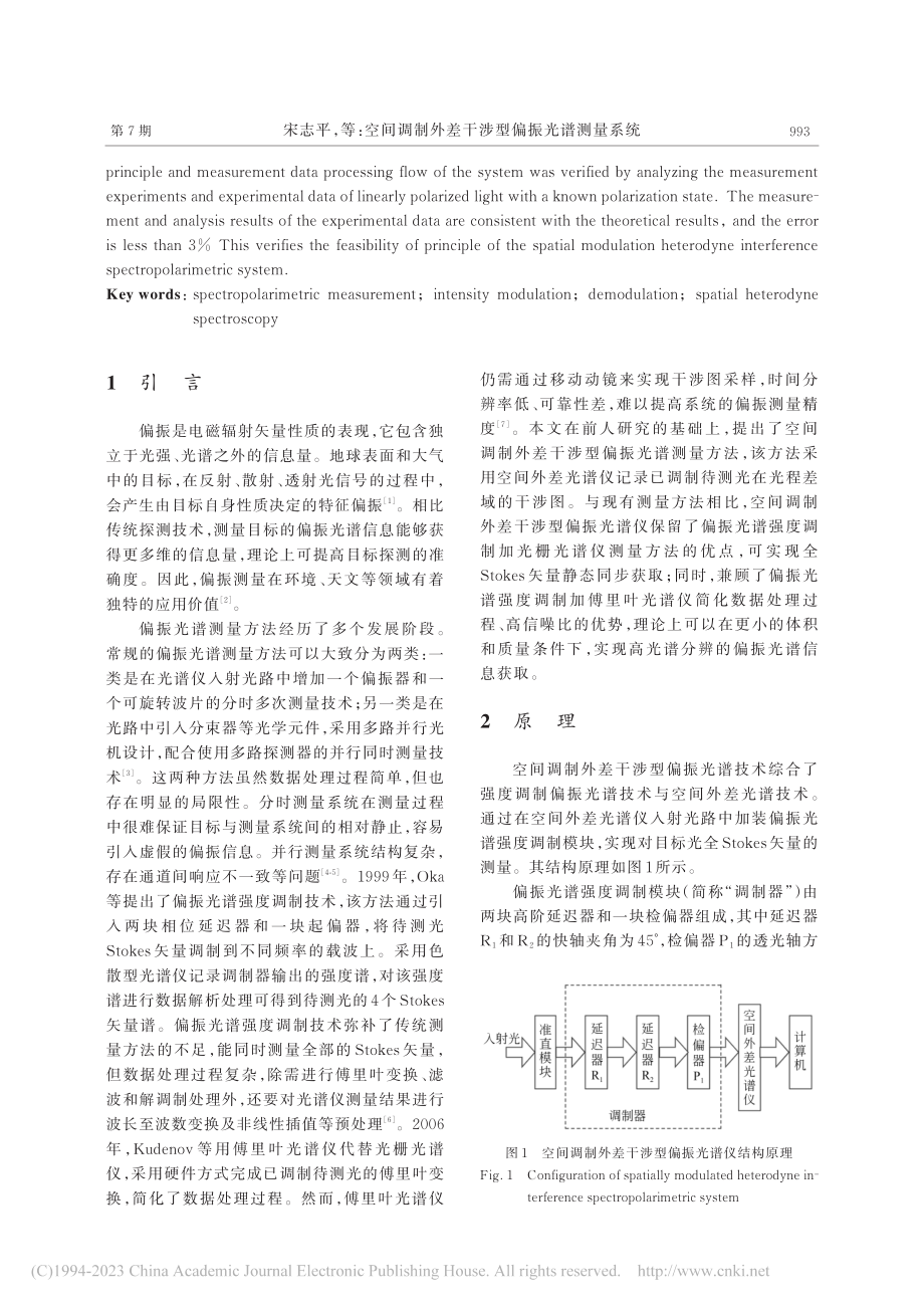 空间调制外差干涉型偏振光谱测量系统_宋志平.pdf_第2页