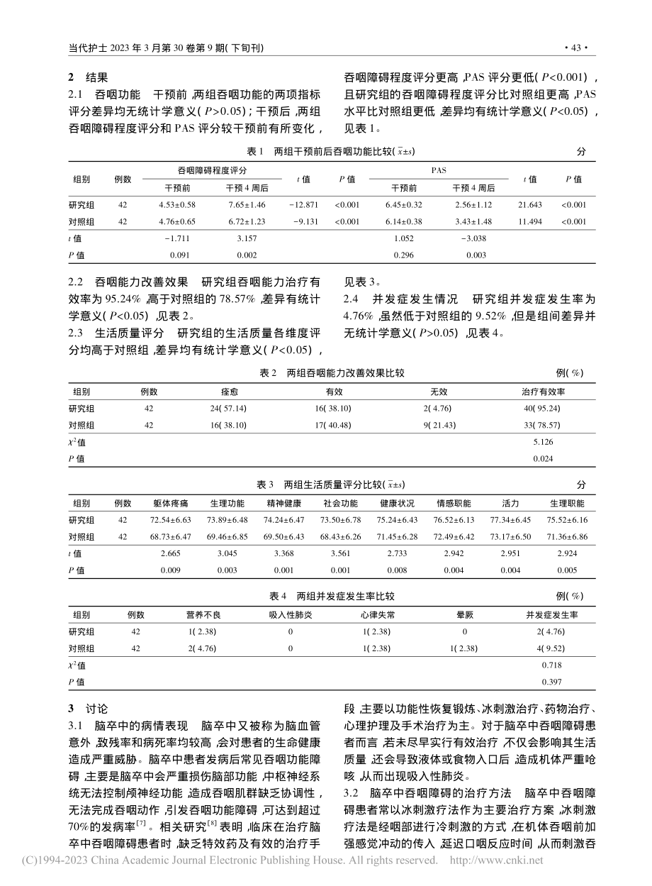 开窍利咽按摩联合黄连冰刺激...脑卒中吞咽障碍患者中的应用_周婉璐.pdf_第3页