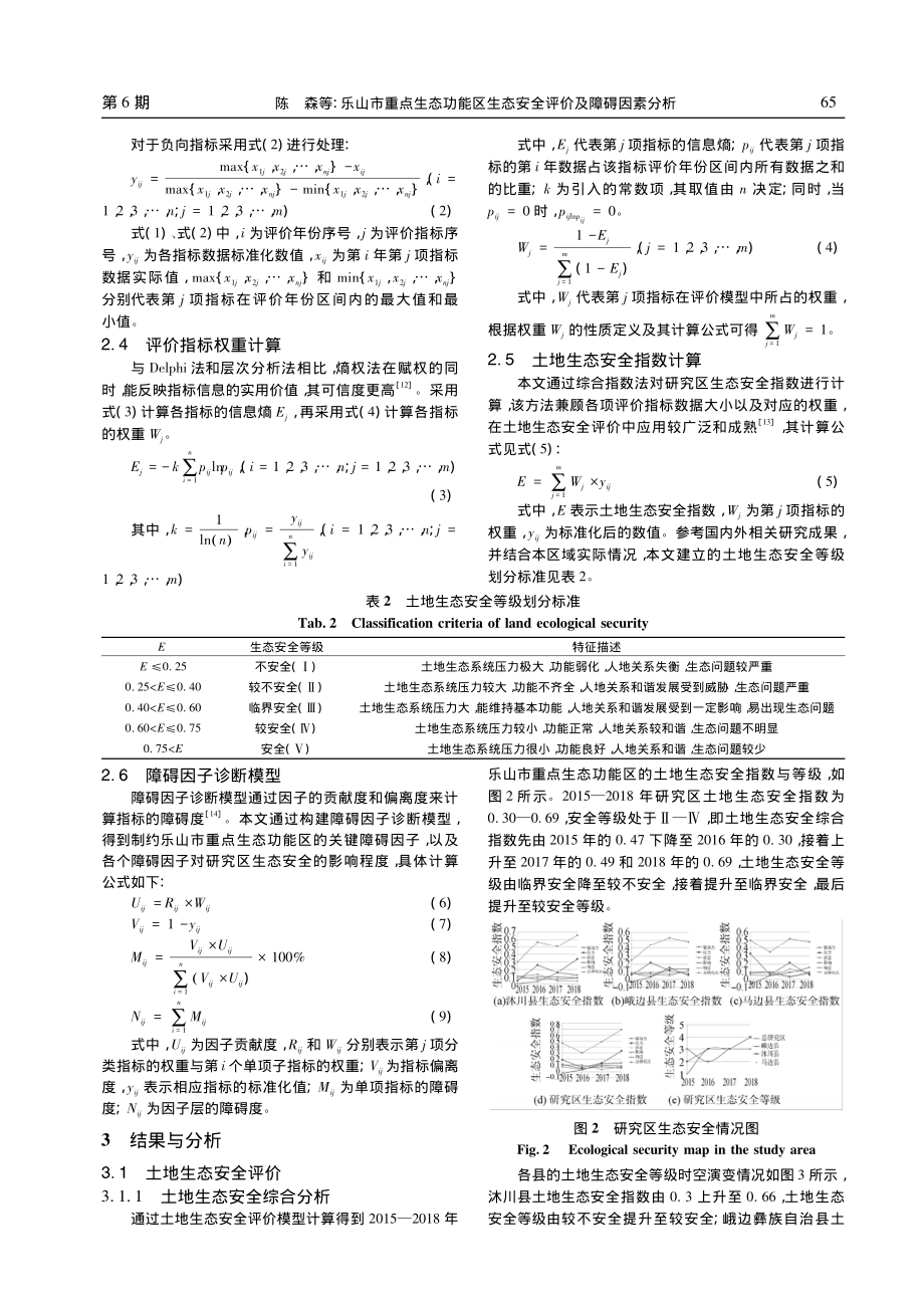 乐山市重点生态功能区生态安全评价及障碍因素分析_陈森.pdf_第3页