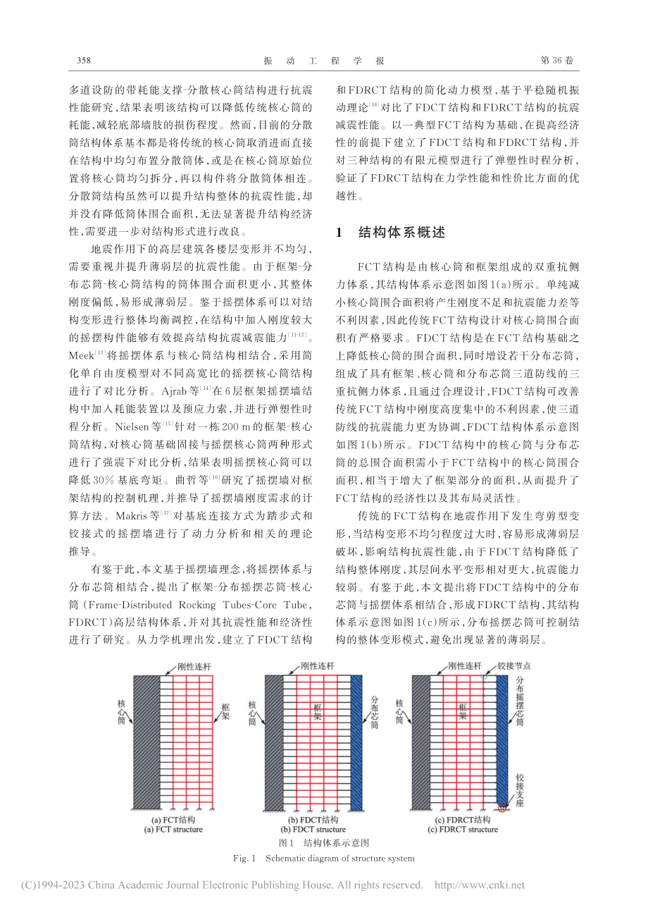 框架-分布摇摆芯筒-核心筒结构体系减震机理分析及应用_陈易飞.pdf_第2页