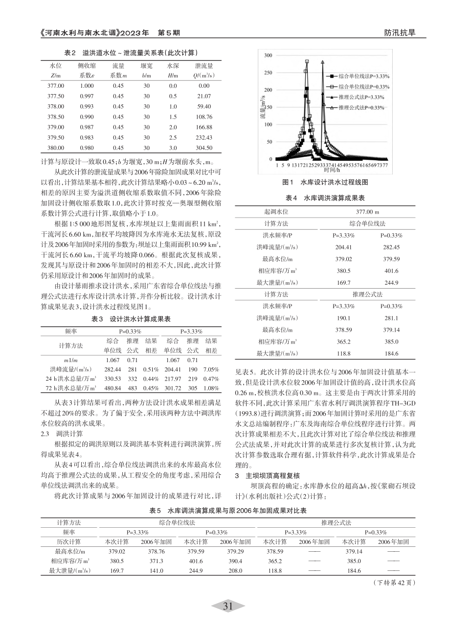 基于水库调洪演算的某水库坝顶高程复核演算_徐侠.pdf_第2页