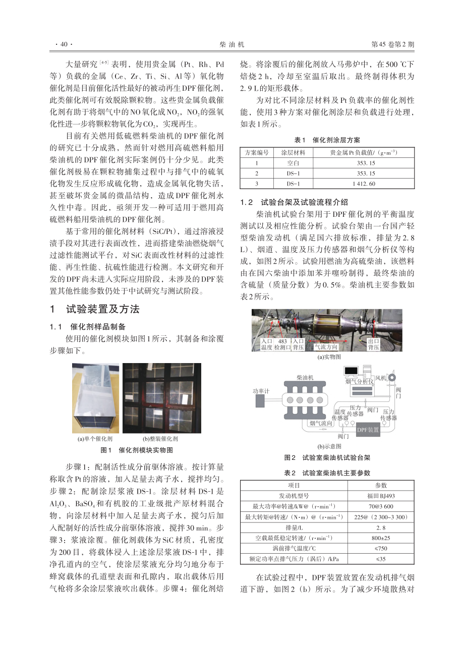 采用表面涂覆抗硫材料的Si...催化剂的DPF装置催化性能_杨浩然.pdf_第2页