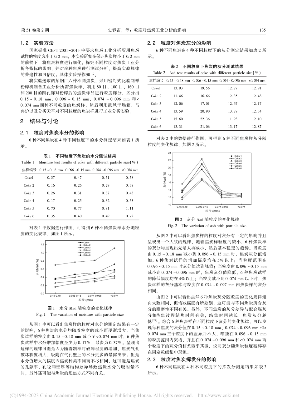 粒度对焦炭工业分析的影响_史春雷.pdf_第2页