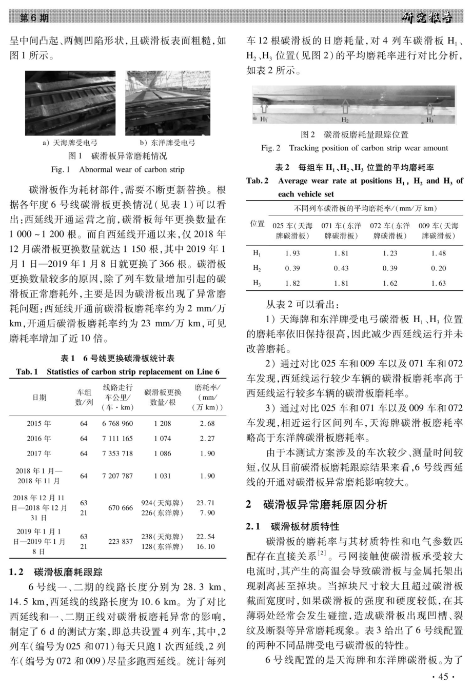 北京地铁6号线西延线受电弓碳滑板异常磨耗原因及其解决方法.pdf_第2页