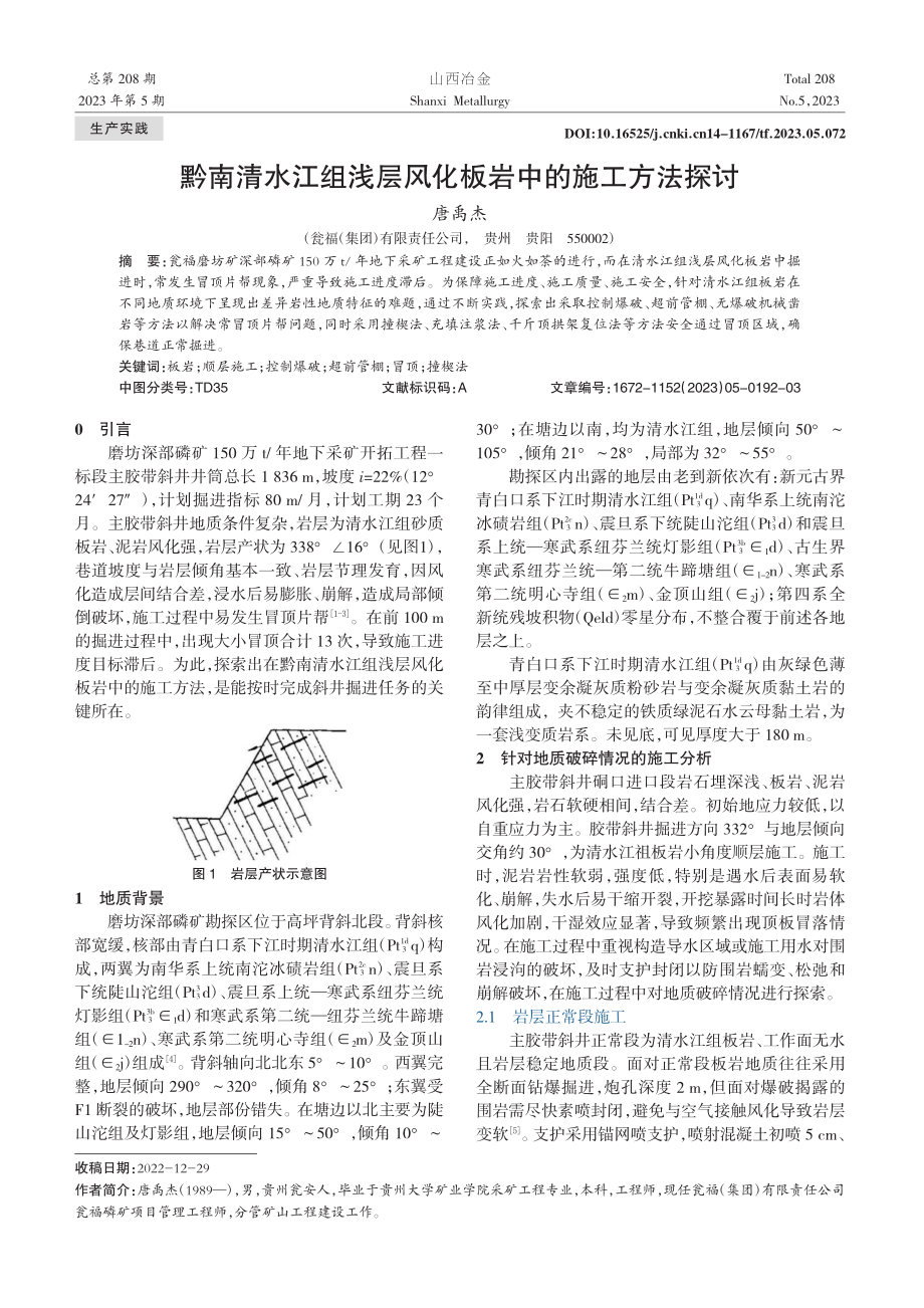 黔南清水江组浅层风化板岩中的施工方法探讨_唐禹杰.pdf_第1页