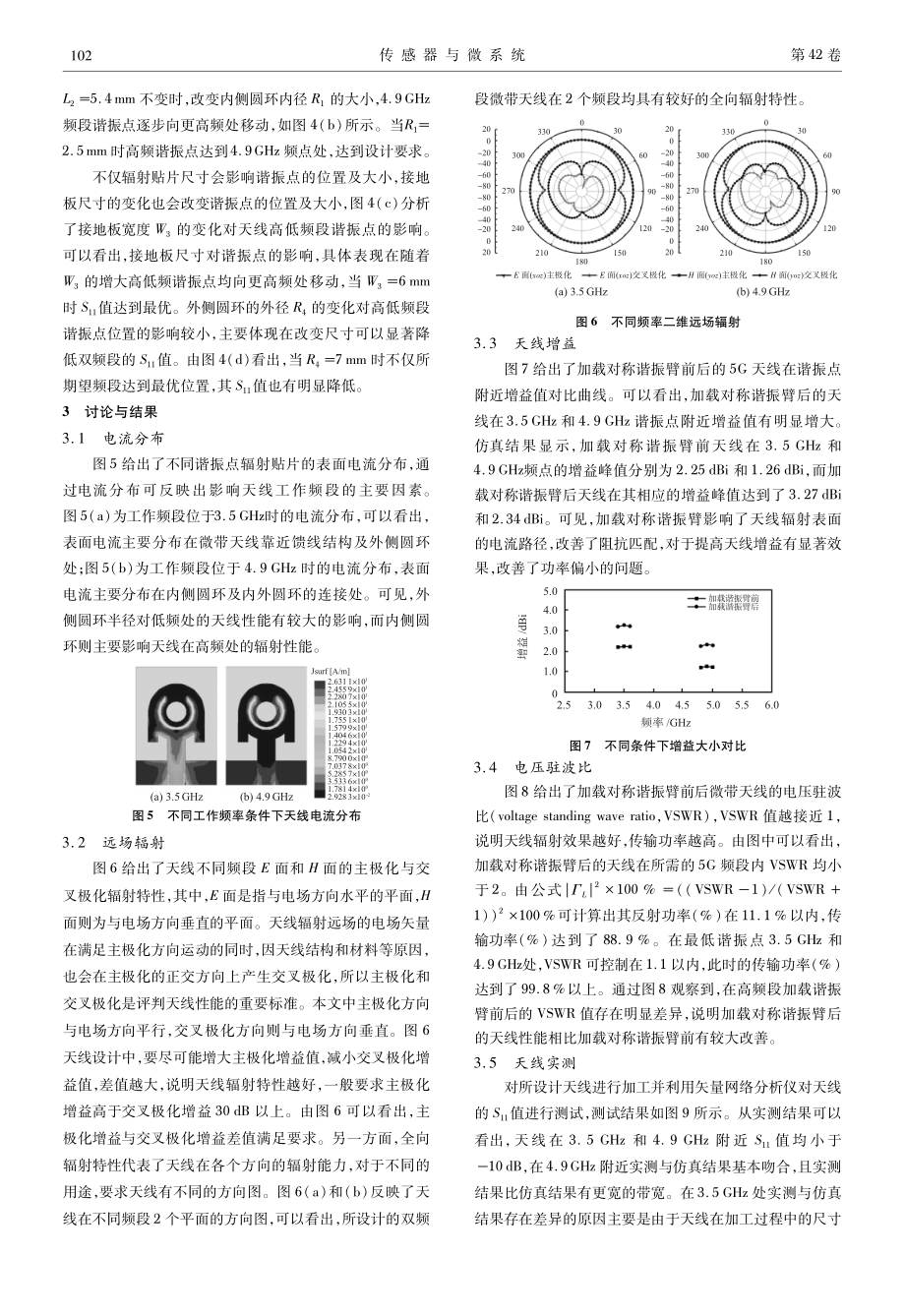 加载对称谐振臂的双频段5G微带天线.pdf_第3页