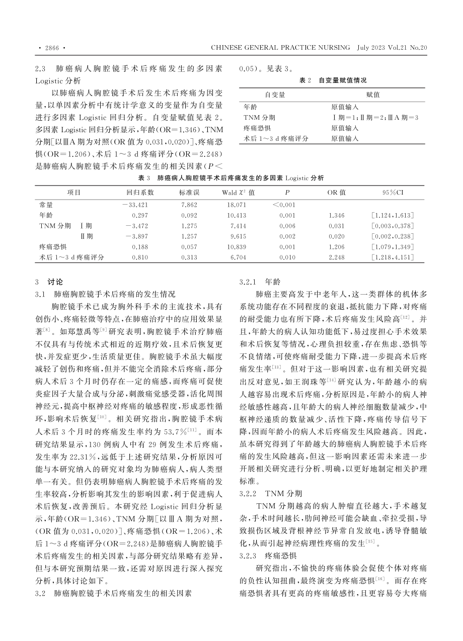 肺癌病人胸腔镜根治术后疼痛发生状况及其影响因素_严红.pdf_第3页