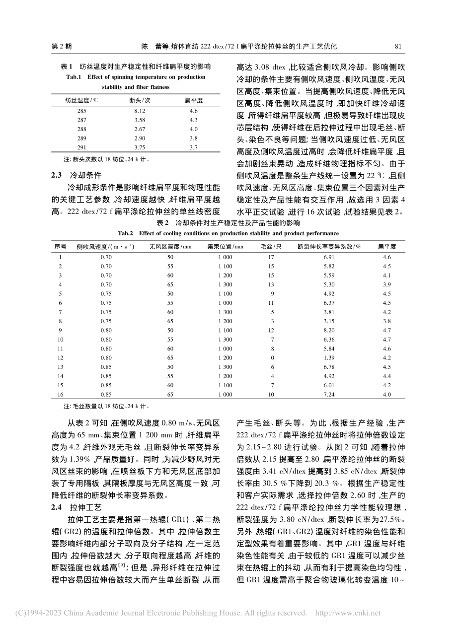 熔体直纺222_dtex_...平涤纶拉伸丝的生产工艺优化_陈蕾.pdf_第3页