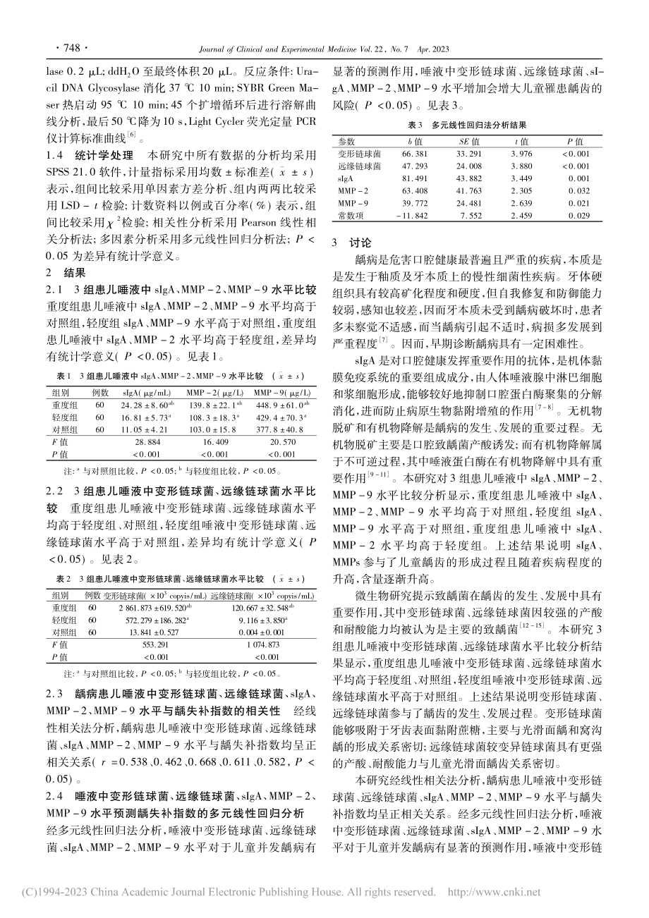 龋病患儿唾液中sIgA、M...球菌变化与病情程度的相关性_吴智斌.pdf_第3页