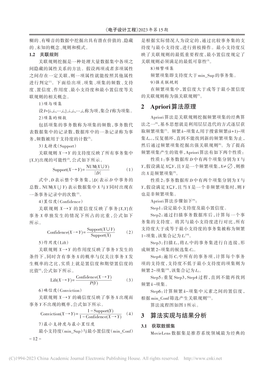 基于Apriori算法的关联规则分析应用_殷丽凤.pdf_第2页