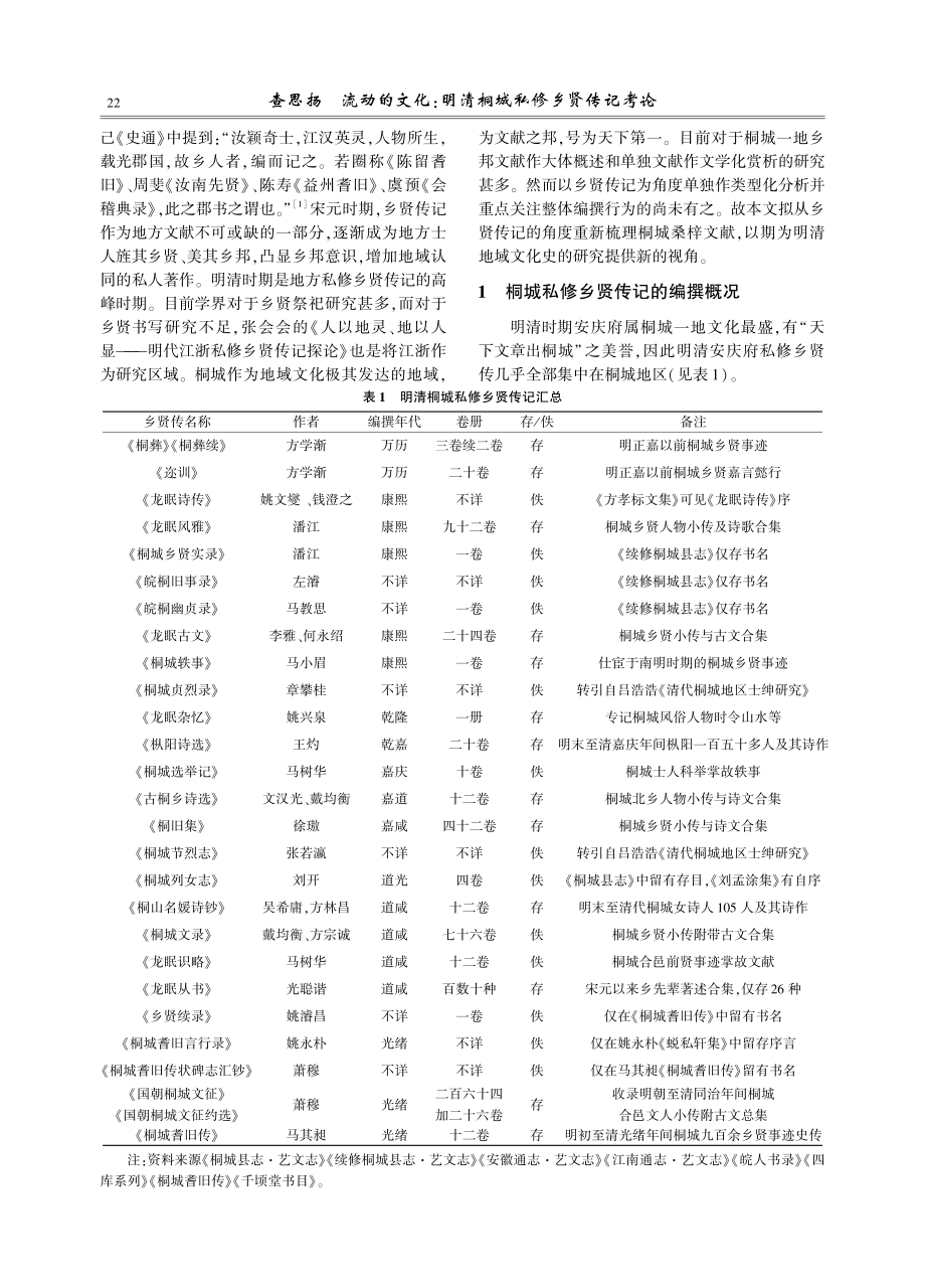 流动的文化：明清桐城私修乡贤传记考论.pdf_第2页