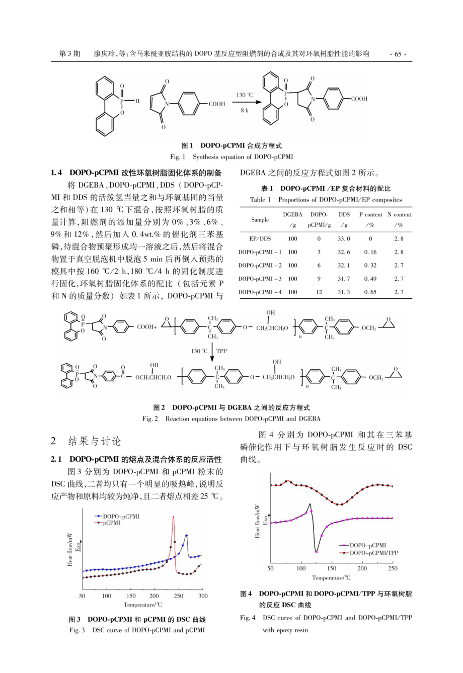 含马来酰亚胺结构的DOPO基反应型阻燃剂的合成及其对环氧树脂性能的影响.pdf_第3页