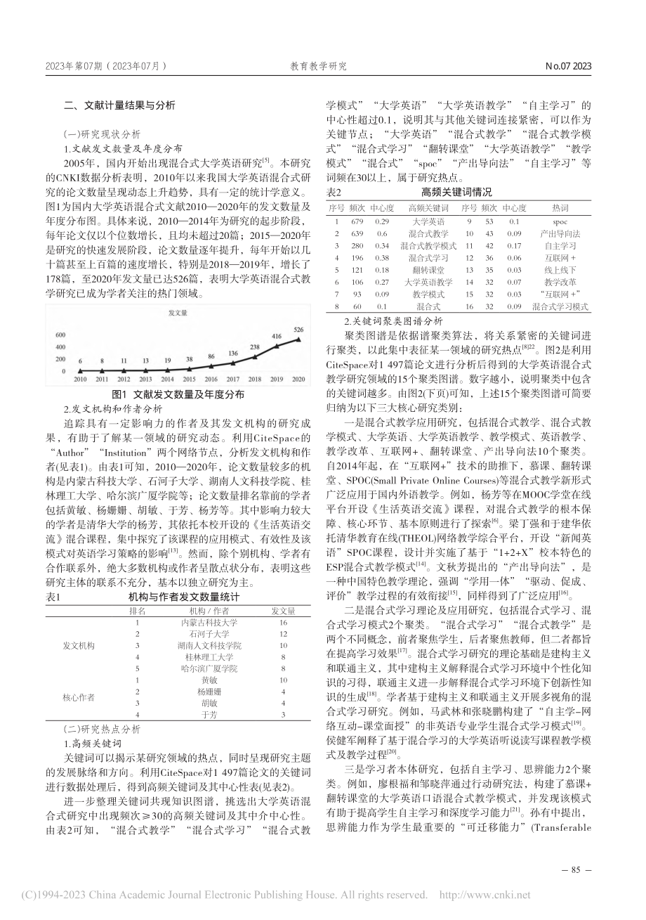 大学英语混合式教学的研究现...teSpace的可视化研究_鲁凯伦.pdf_第2页