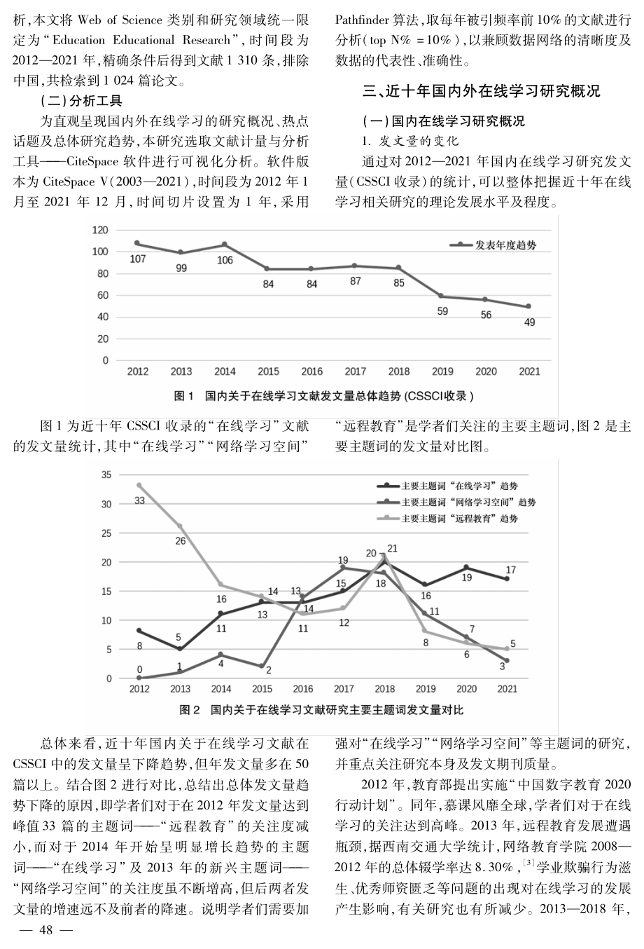 近十年国内外在线学习研究综述——基于CiteSpace的可视化分析.pdf_第2页