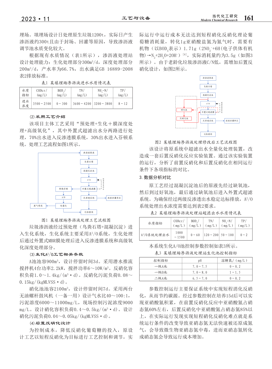 前置反硝化和后置反硝化工艺...垃圾渗沥液处理中的应用研究_孙建亭.pdf_第2页