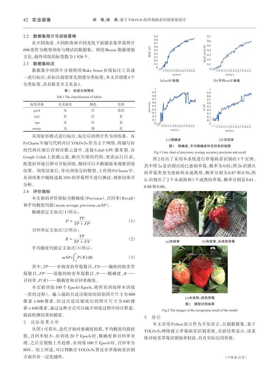 基于YOLOv5s的草莓病害识别系统设计_邱菊.pdf_第2页