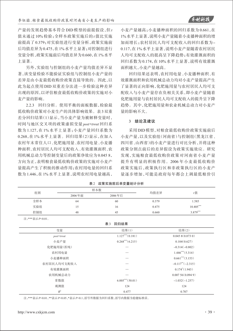 粮食最低收购价政策对河南省小麦生产的影响_李钰喆.pdf_第3页