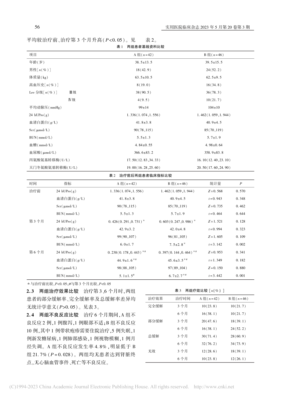 羟氯喹联合中小剂量激素治疗...生病变IgA肾病的疗效观察_薛痕.pdf_第3页