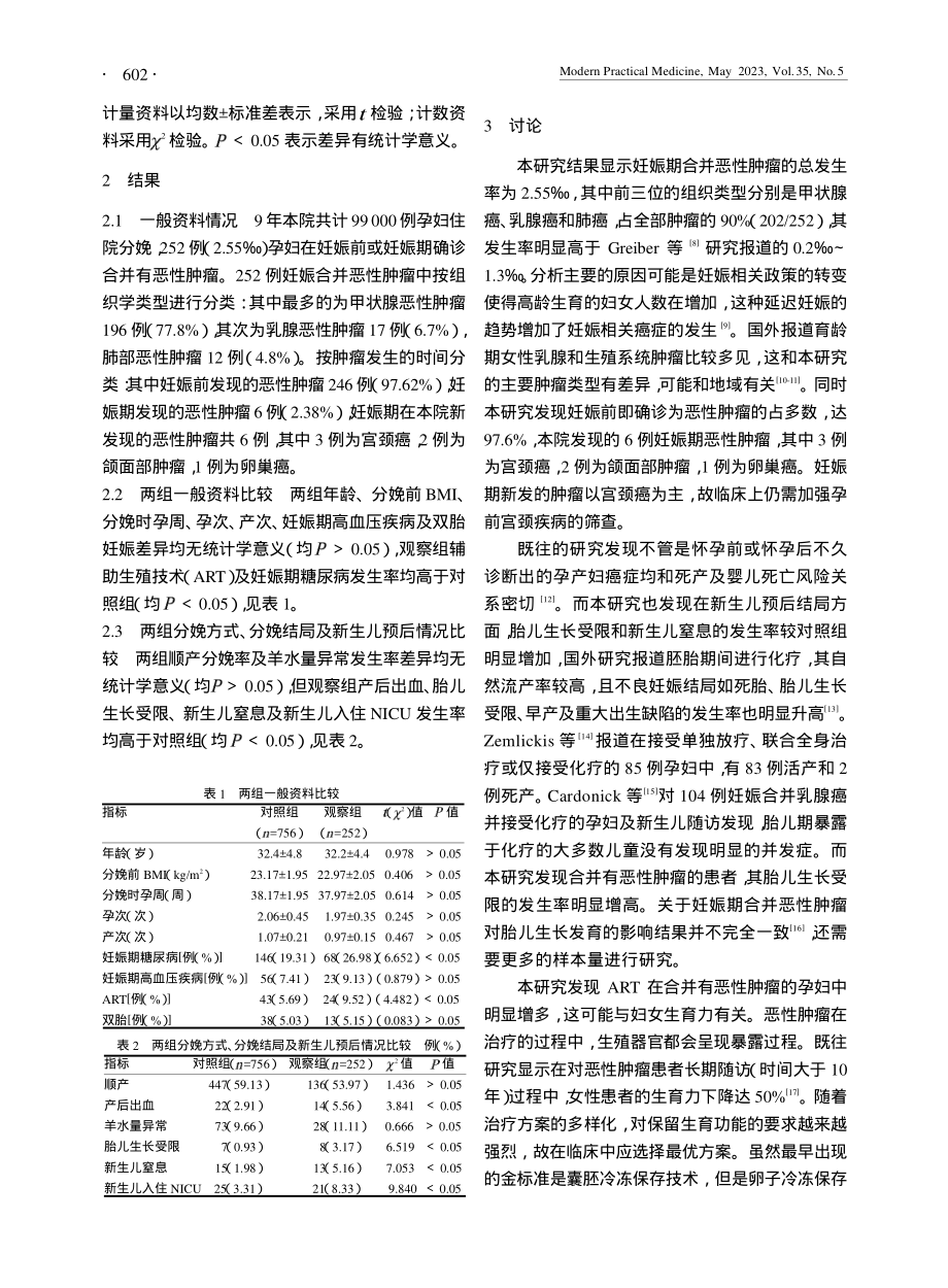 妊娠合并恶性肿瘤妊娠结局及新生儿预后临床分析_童彦艳.pdf_第2页