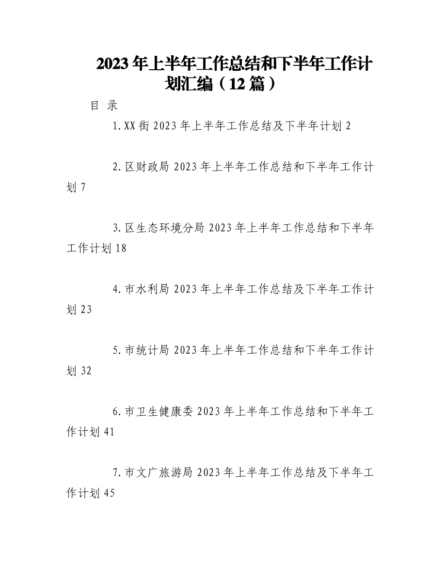 （12篇）关于2023年上半年工作总结和下半年工作计划专辑.docx_第1页