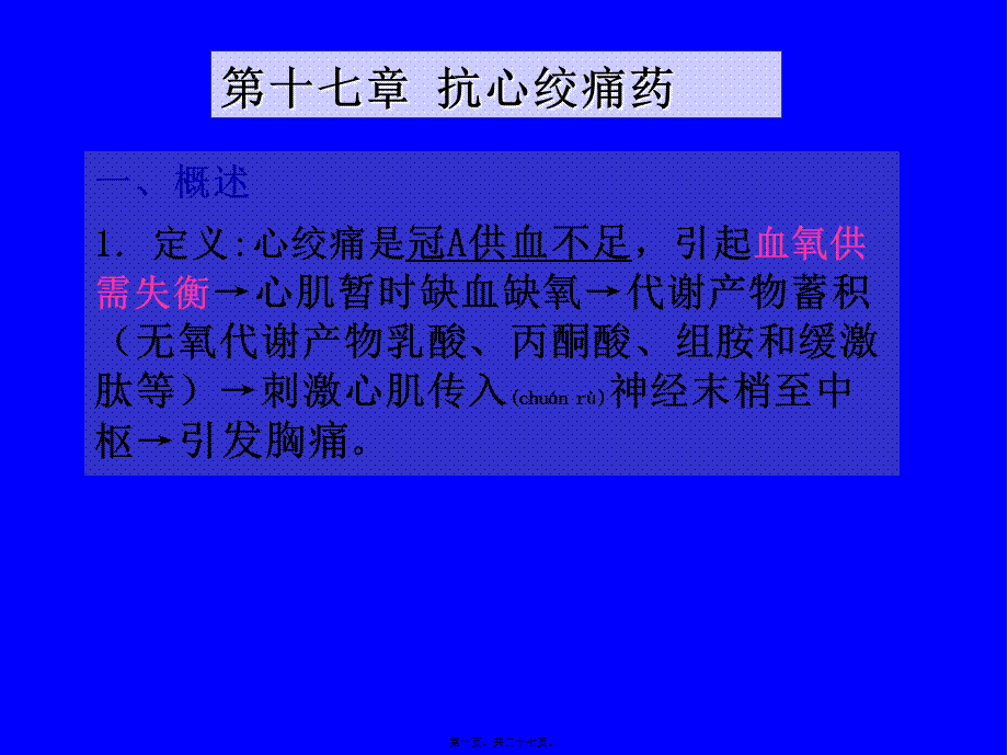 2022年医学专题—第十七章-抗心绞痛药.ppt_第1页