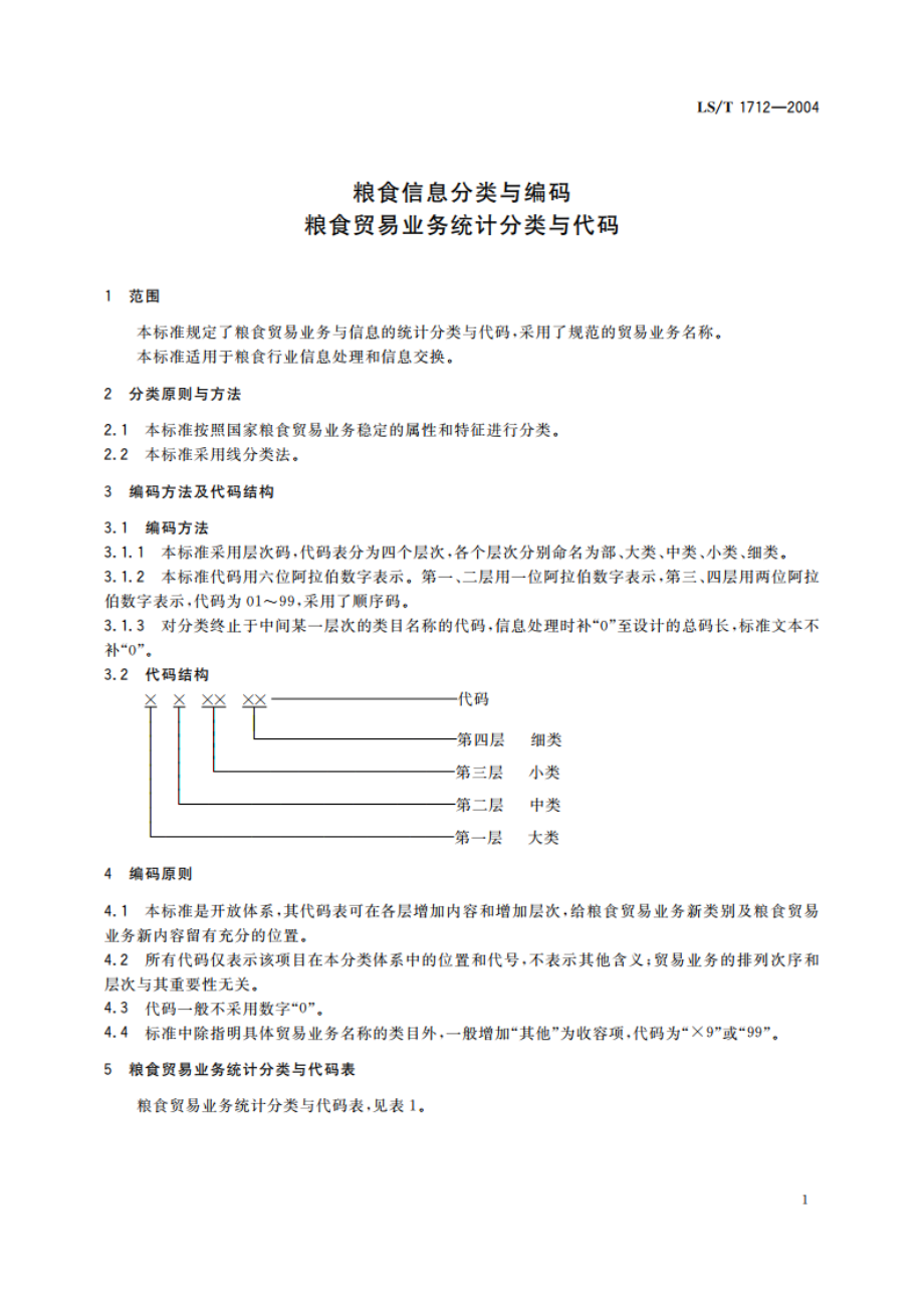 粮食信息分类与编码 粮食贸易业务统计分类与代码 LST 1712-2004.pdf_第3页