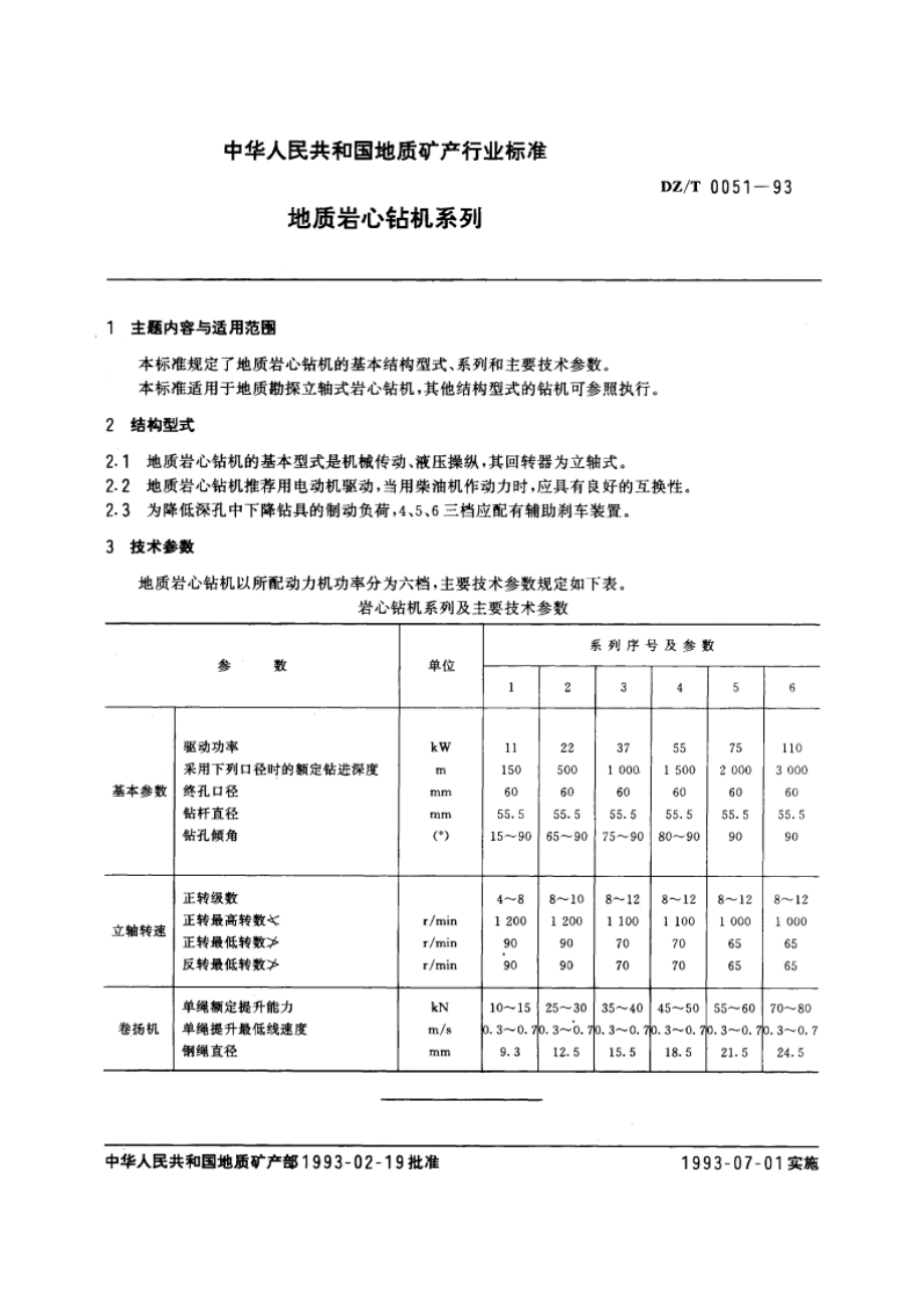 地质岩心钻机系列 DZT 0051-1993.pdf_第3页