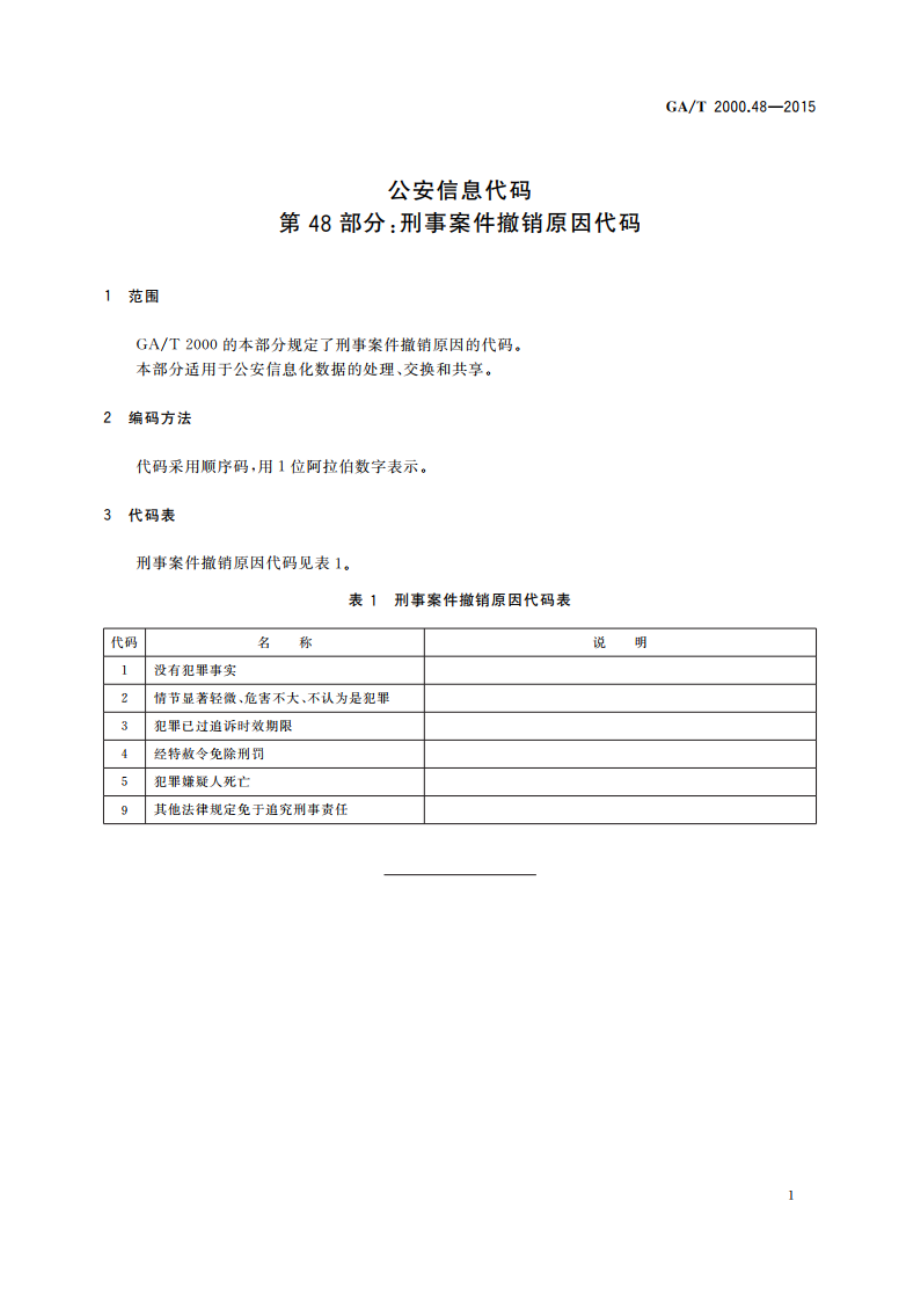 公安信息代码 第48部分：刑事案件撤销原因代码 GAT 2000.48-2015.pdf_第3页