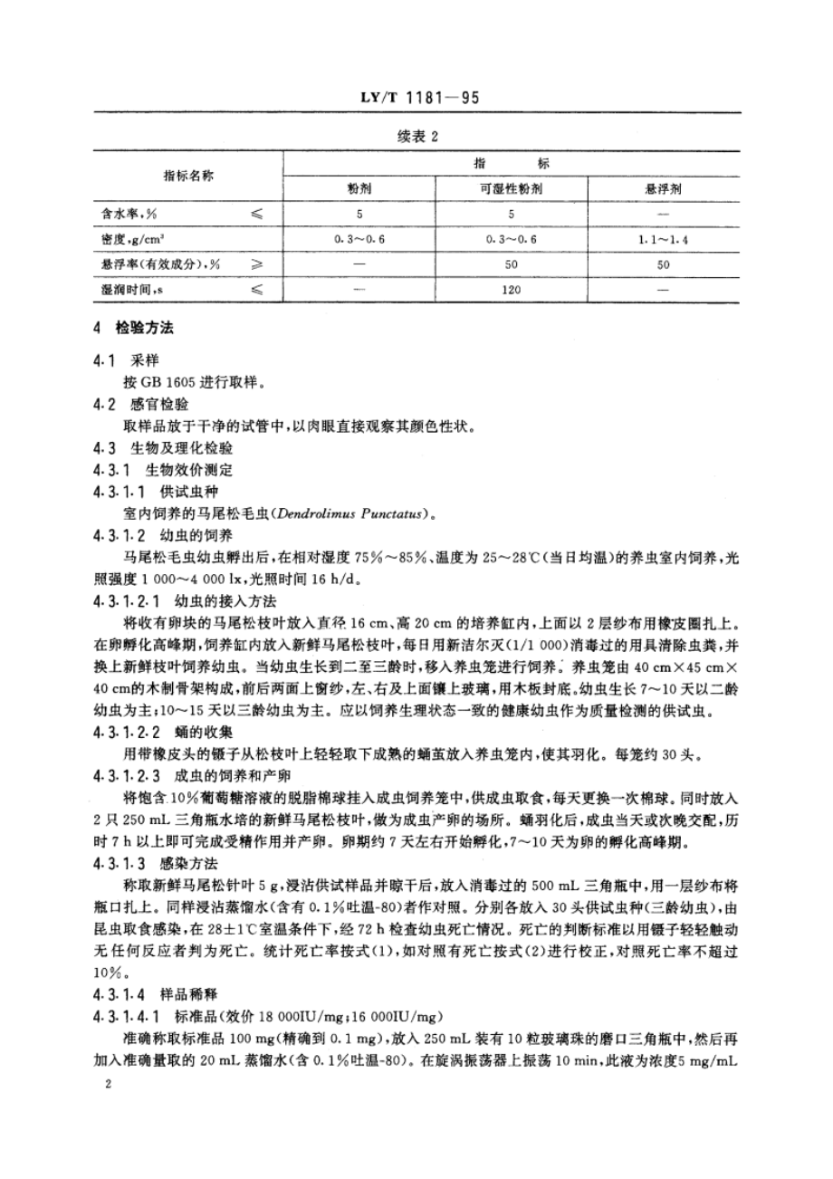 苏云金芽孢杆菌制剂 LYT 1181-1995.pdf_第3页