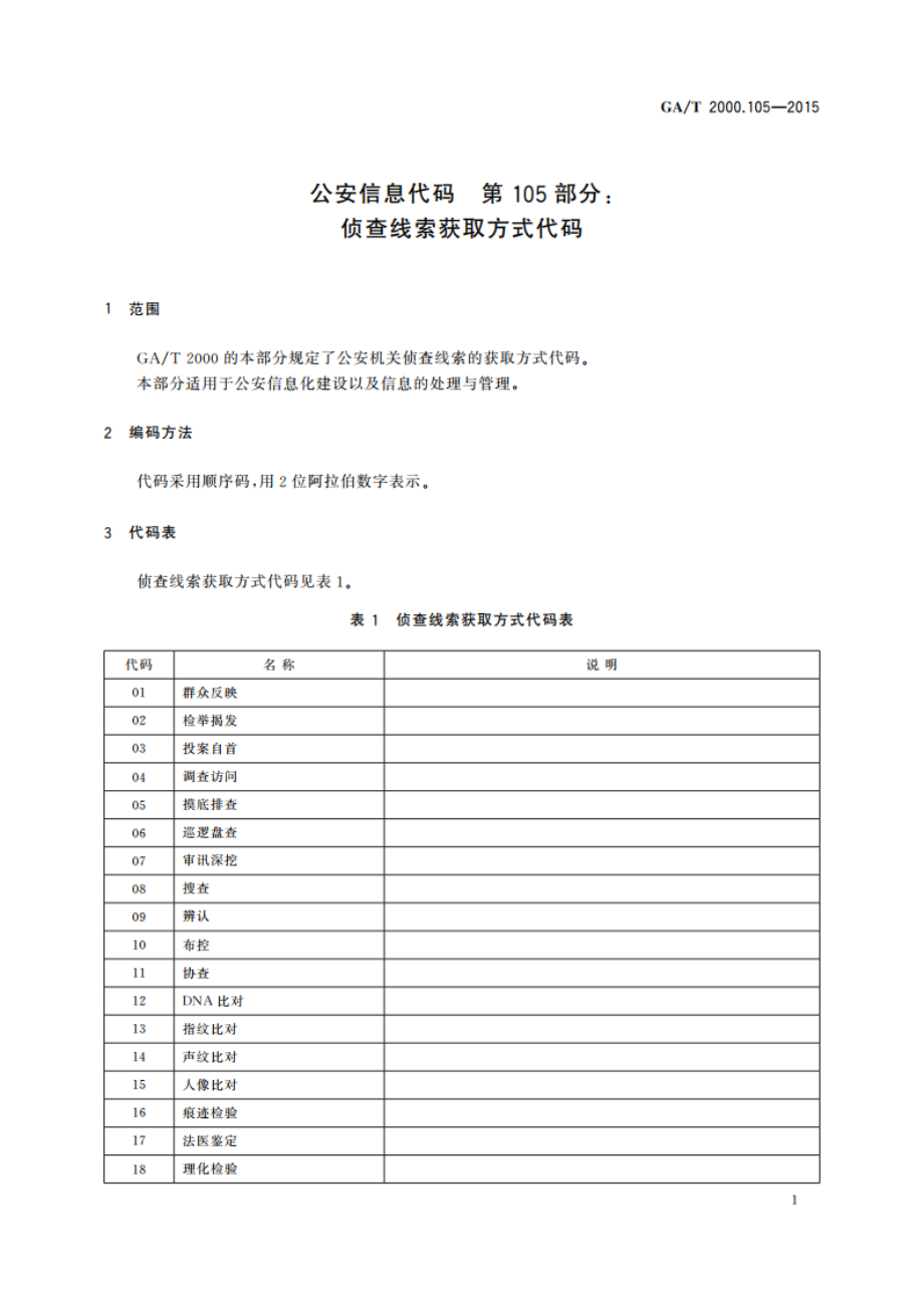 公安信息代码 第105部分：侦查线索获取方式代码 GAT 2000.105-2015.pdf_第3页