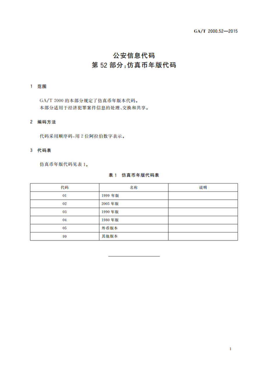 公安信息代码 第52部分：仿真币年版代码 GAT 2000.52-2015.pdf_第3页