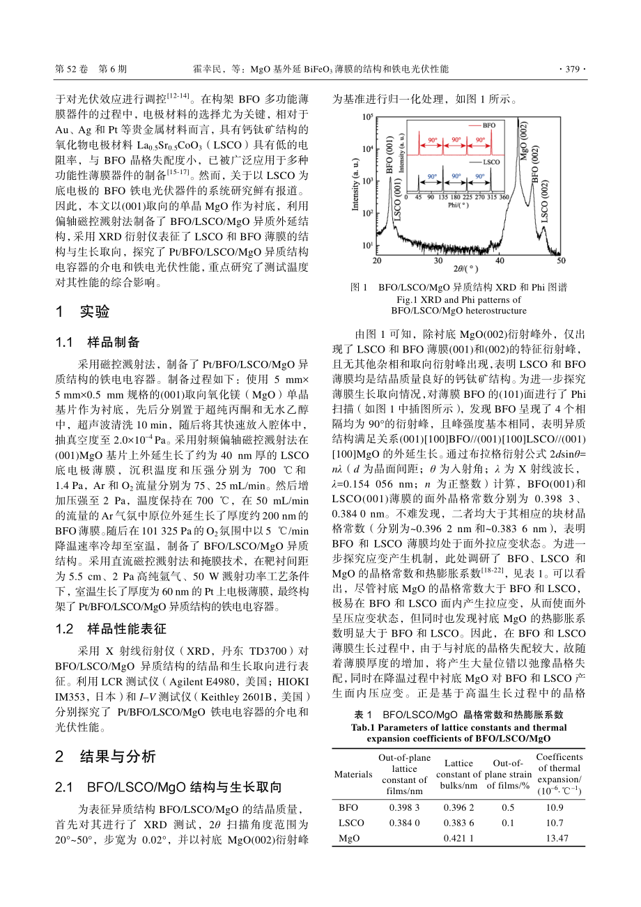 MgO基外延BiFeO_3薄膜的结构和铁电光伏性能_霍幸民.pdf_第3页