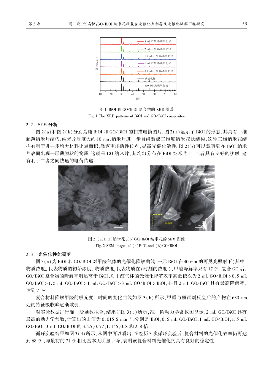 GO_BiOI纳米花状复合...剂制备及光催化降解甲醛研究_闫刚.pdf_第3页