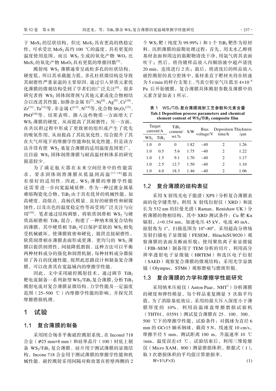 TiB_2掺杂WS_2复合薄膜的宽温域摩擦学性能研究_刘进龙.pdf_第3页