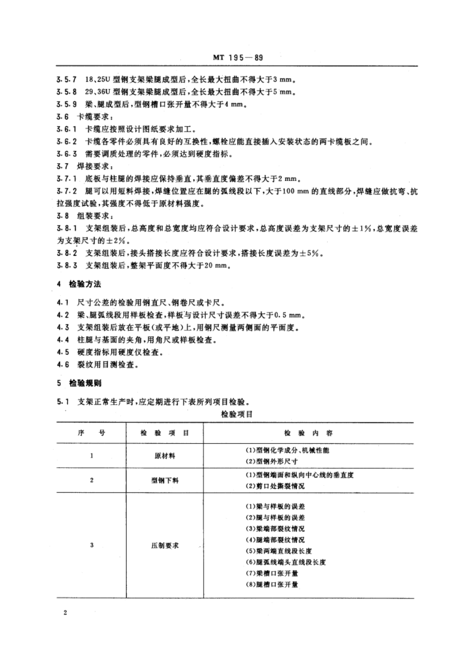 煤矿用U型钢可缩性支架制造技术条件 MT 195-1989.pdf_第3页