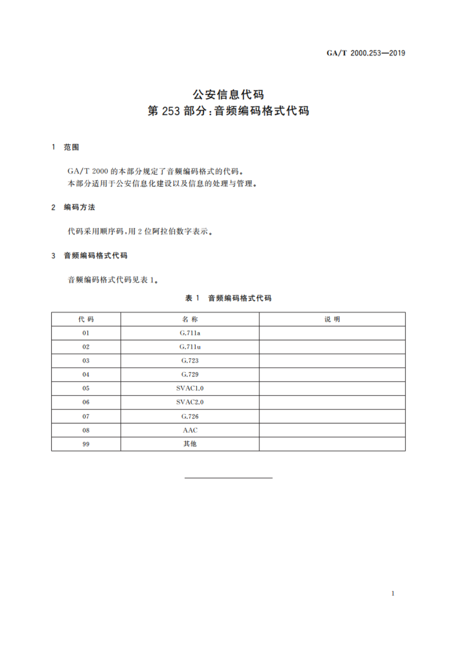 公安信息代码 第253部分：音频编码格式代码 GAT 2000.253-2019.pdf_第3页