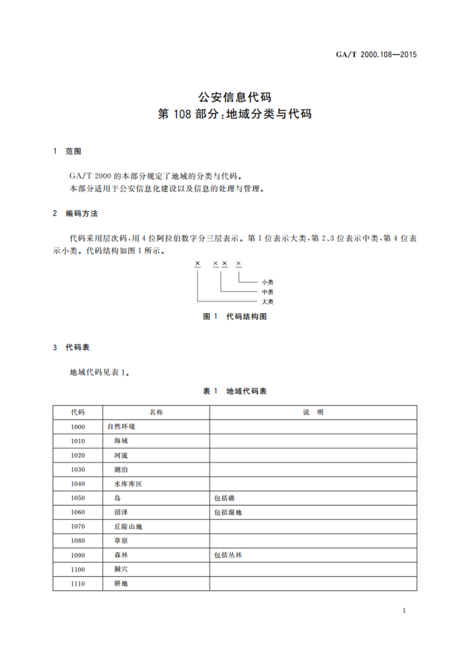 公安信息代码 第108部分：地域分类与代码 GAT 2000.108-2015.pdf_第3页