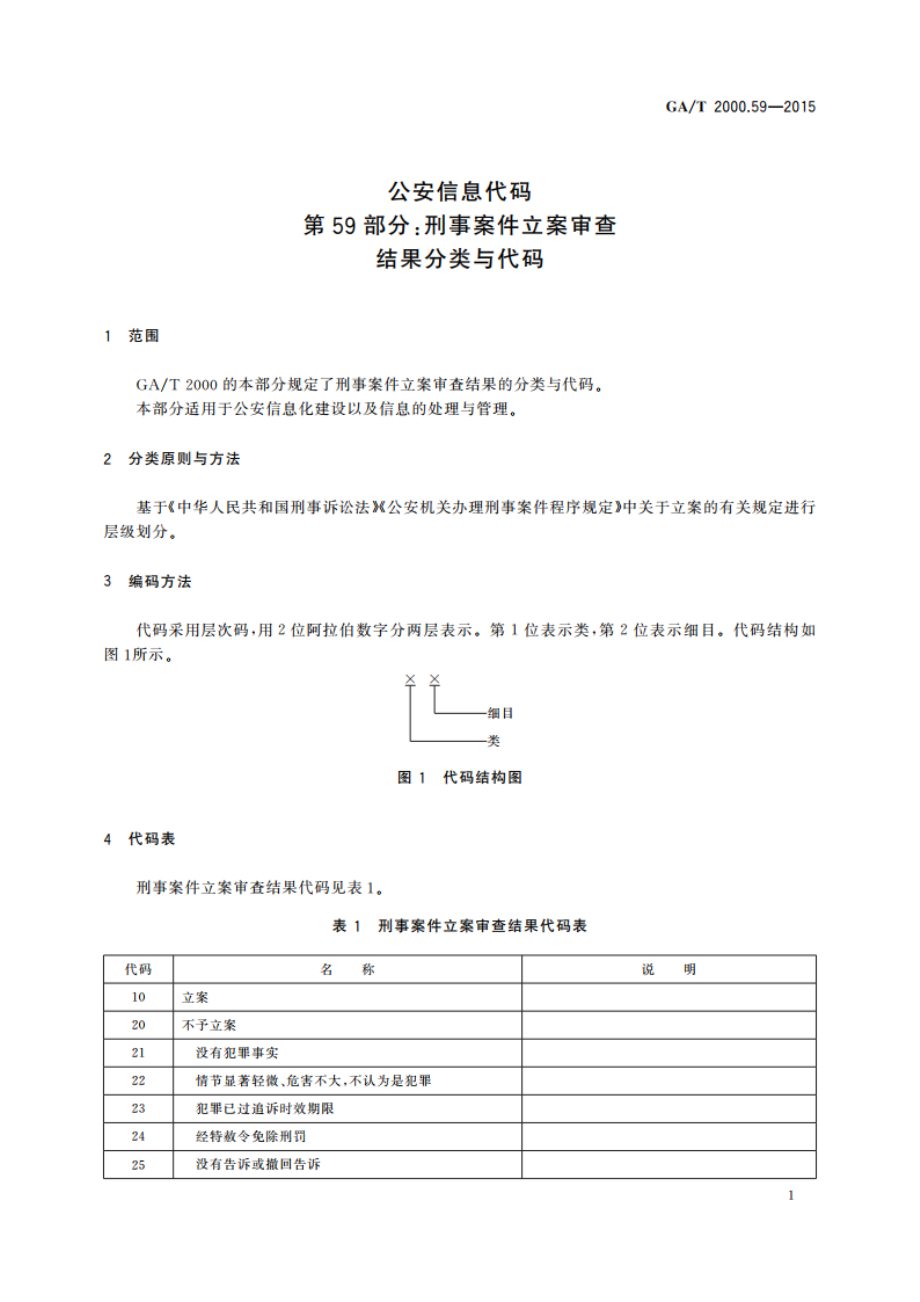 公安信息代码 第59部分：刑事案件立案审查结果分类与代码 GAT 2000.59-2015.pdf_第3页