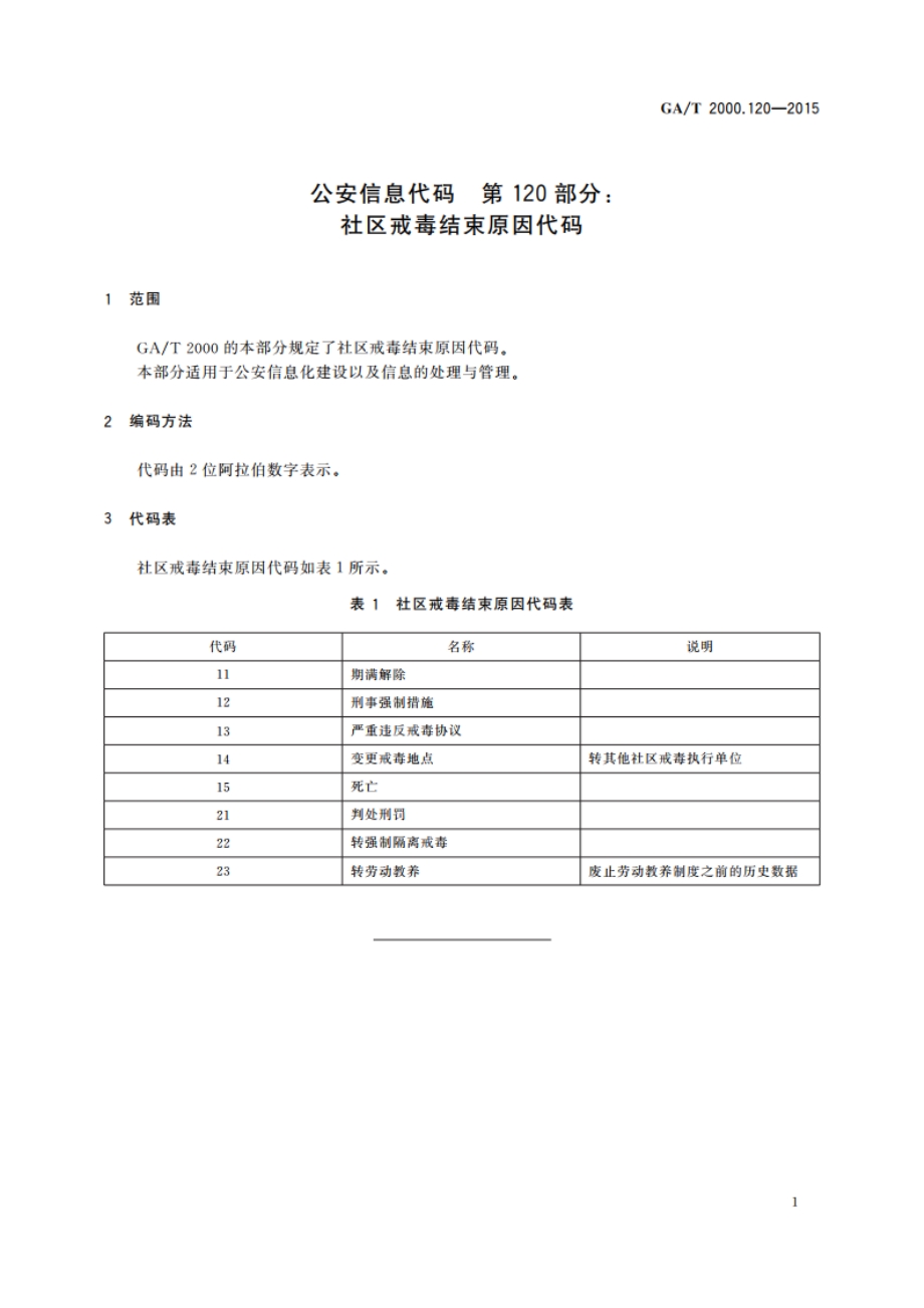 公安信息代码 第120部分：社区戒毒结束原因代码 GAT 2000.120-2015.pdf_第3页