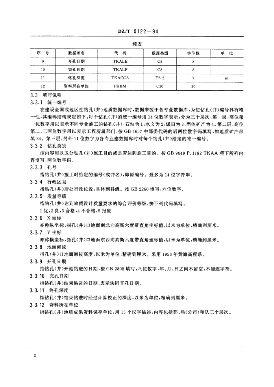 地质钻孔(井)基本数据文件格式 DZT 0122-1994.pdf_第3页