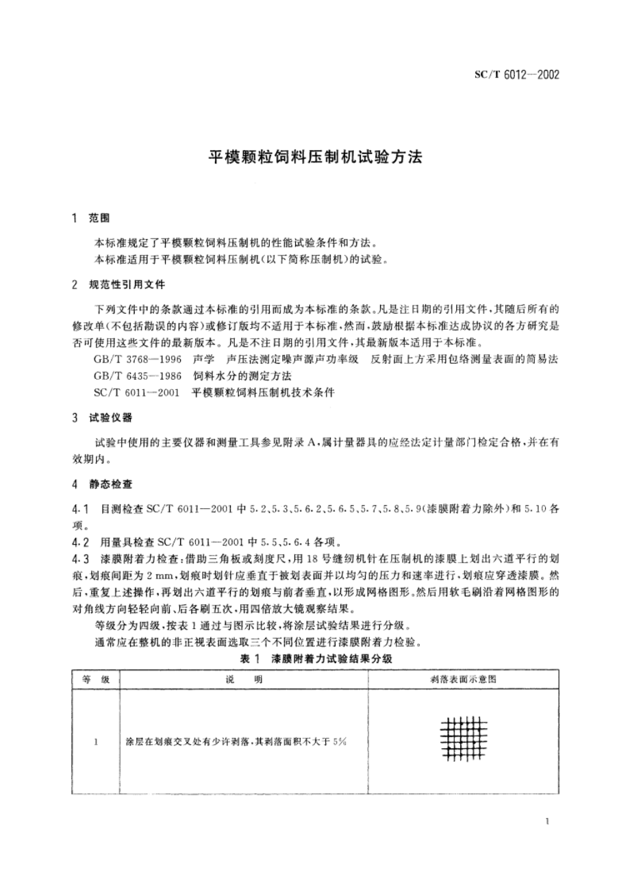 平模颗粒饲料压制机试验方法 SCT 6012-2002.pdf_第3页