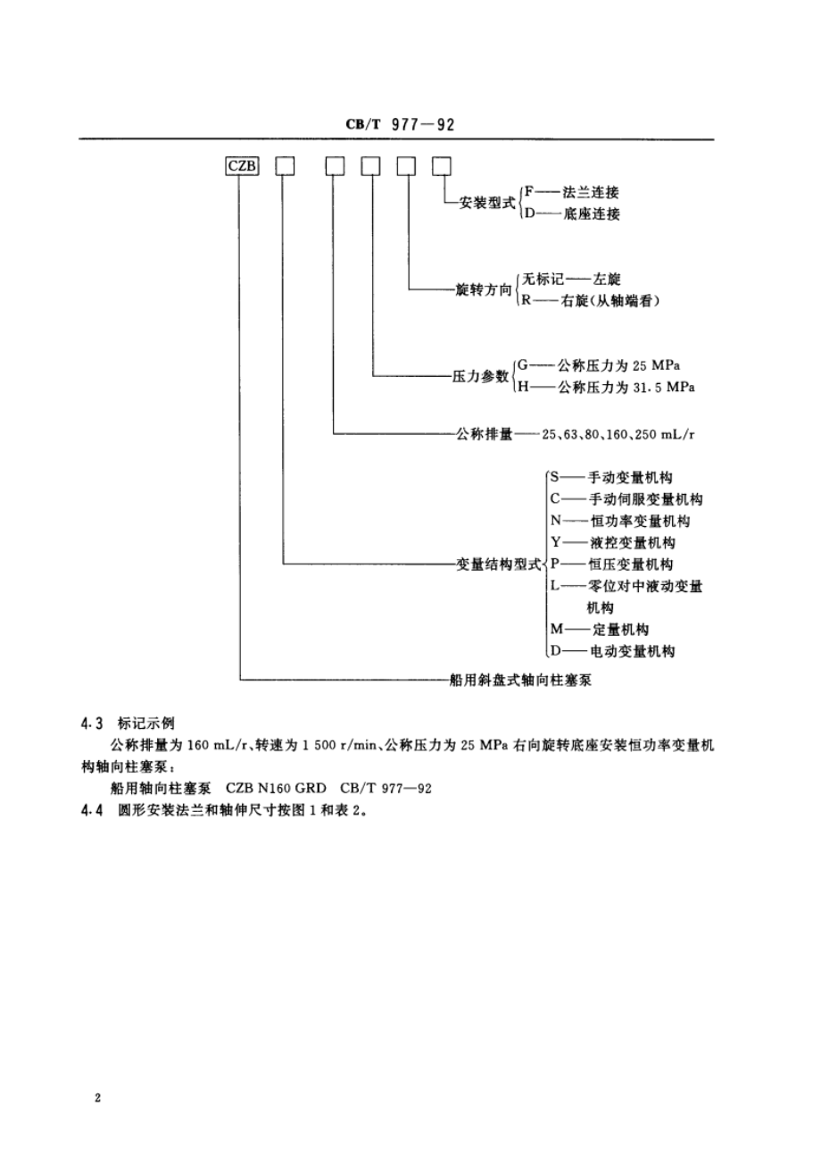 船用斜盘式轴向柱塞泵基本参数和安装连接尺寸 CBT 977-1992.pdf_第3页