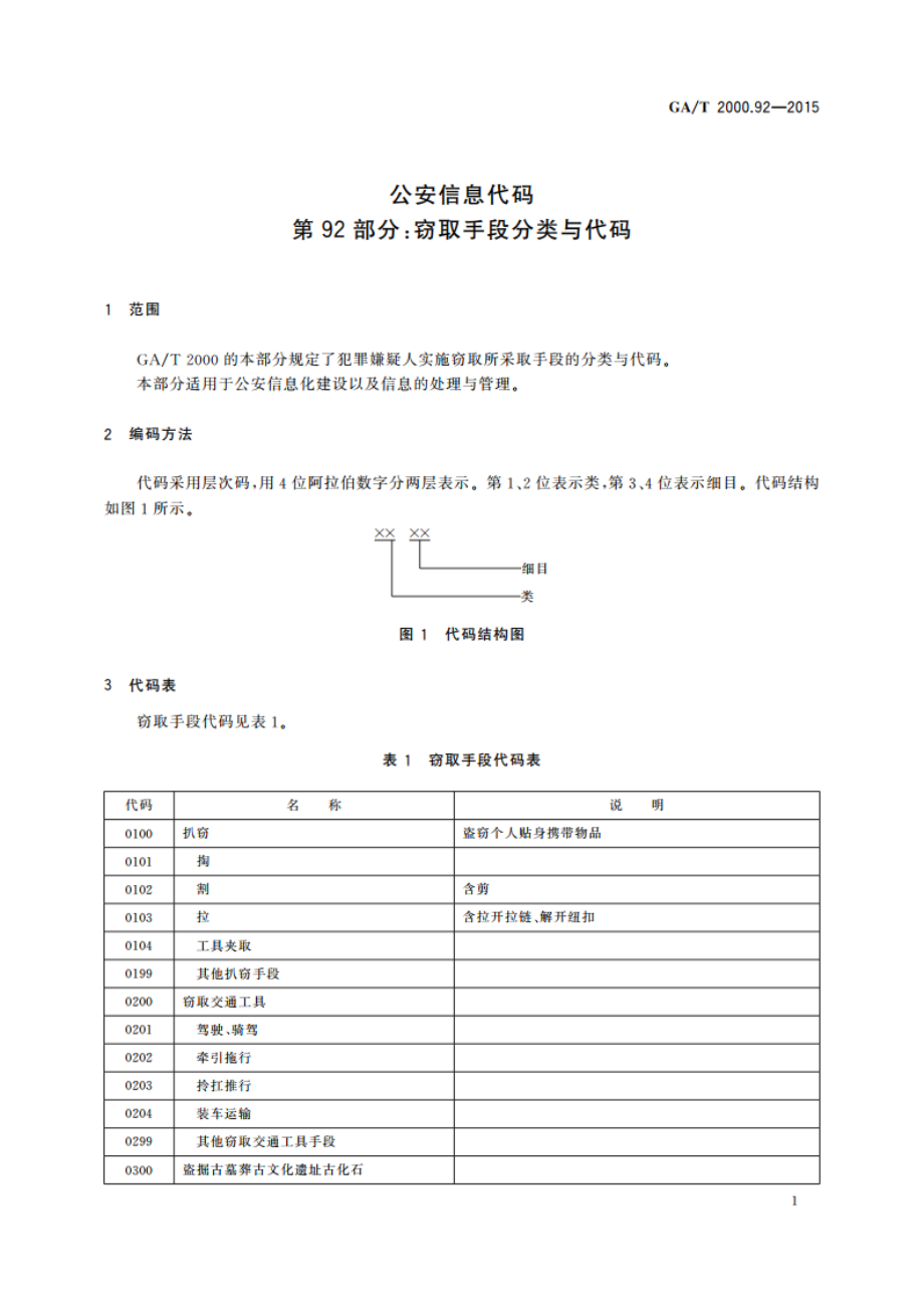 公安信息代码 第92部分：窃取手段分类与代码 GAT 2000.92-2015.pdf_第3页