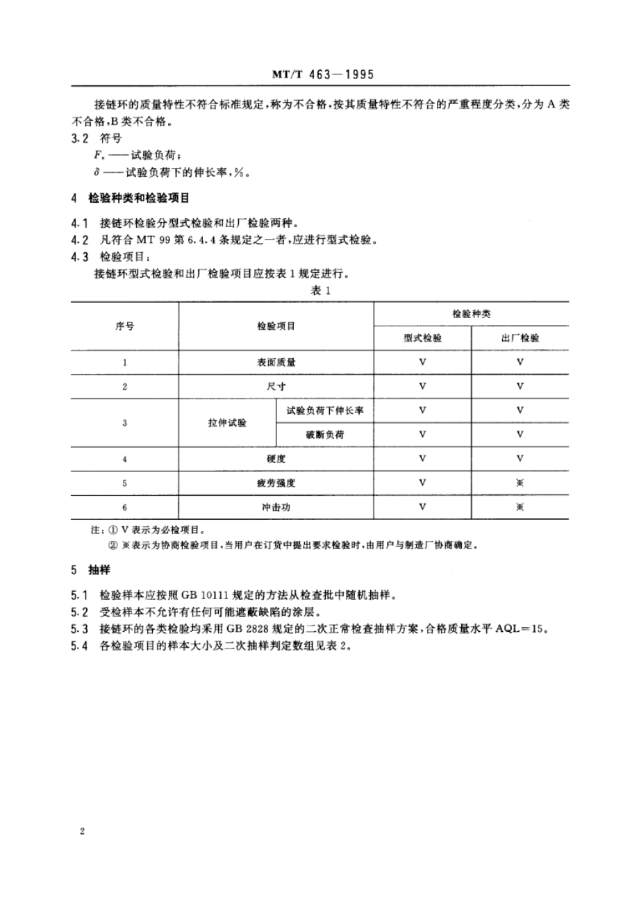 矿用圆环链用扁平接链环检验规范 MTT 463-1995.pdf_第3页