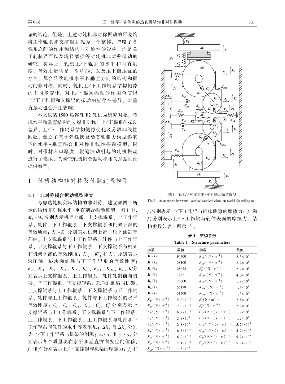 含侧隙的热轧机结构非对称振动_王哲.pdf_第2页