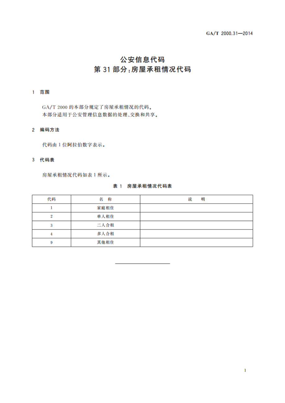 公安信息代码 第31部分：房屋承租情况代码 GAT 2000.31-2014.pdf_第3页