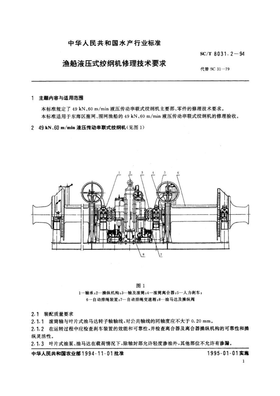 渔船液压式绞纲机修理技术要求 SCT 8031.2-1994.pdf_第2页