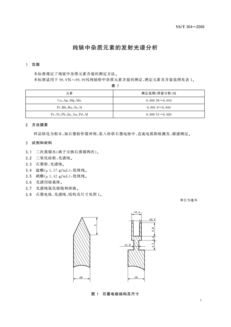 纯铱中杂质元素的发射光谱分析 YST 364-2006.pdf_第3页